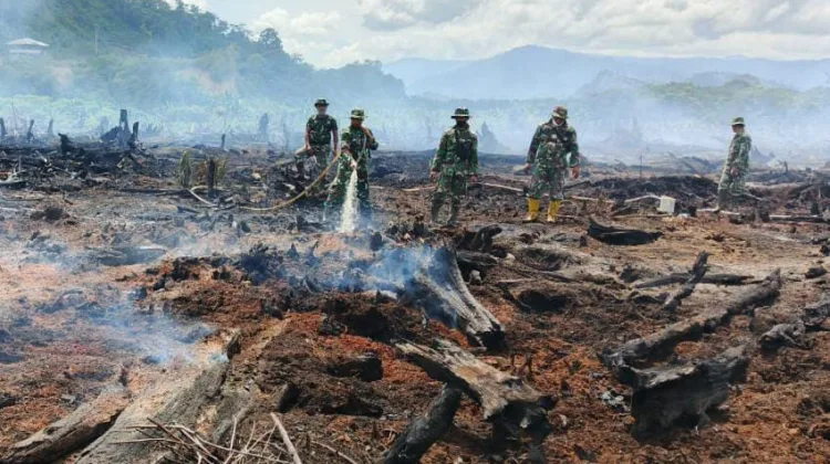 Hari Kedua Karhutla Bakongan: Asap Tipis Masih Mengepul, TNI-BPBD Tak Berhenti Padamkan Bara