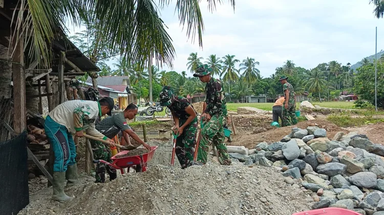 Pengecoran Abutmen Berlanjut, TNI dan Masyarakat Berpacu Wujudkan Jembatan Beton di Aceh Selatan
